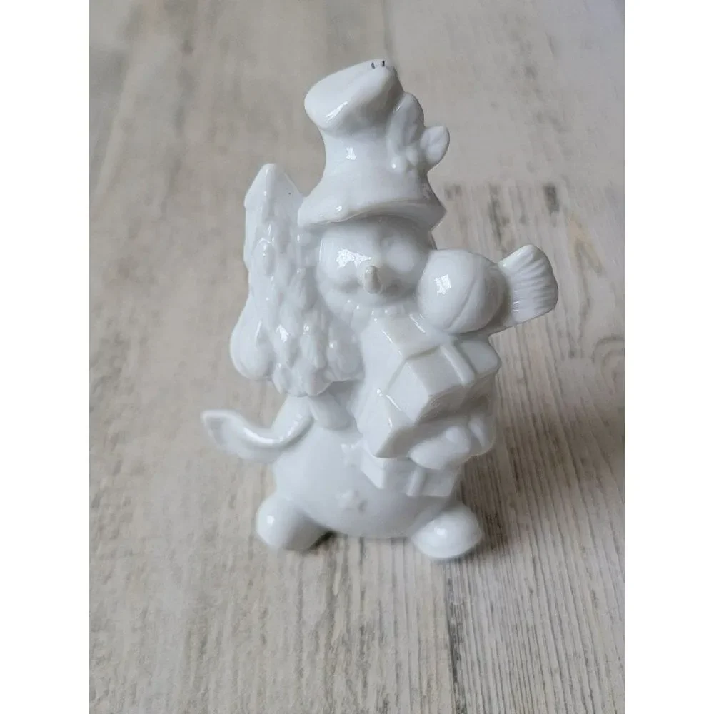 White ceramic pine tree snowman gift xmas figure‎